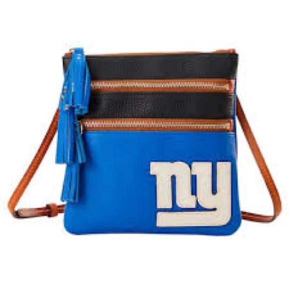 Dooney & Bourke Handbags - Dooney & Bourke NY Giants Triple Zip Pebbled Leather Crossbody Blue NWT $278